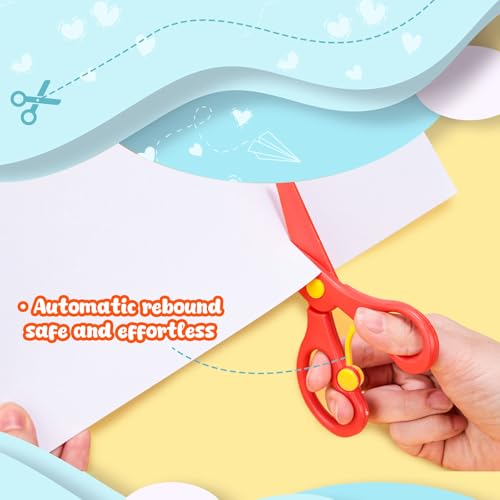 LOVESTOWN Toddler Scissors for Small Hands, 8PCS Blunt Tip Training Safety Scissors Anti-Pinch Design for Kids & Children, Child Hand-Eye Coordination Development, Art Craft Cutting Paper Supplies - Image 5