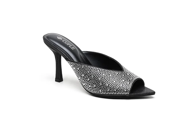 Cuple Embellished open toe high-heeled mule