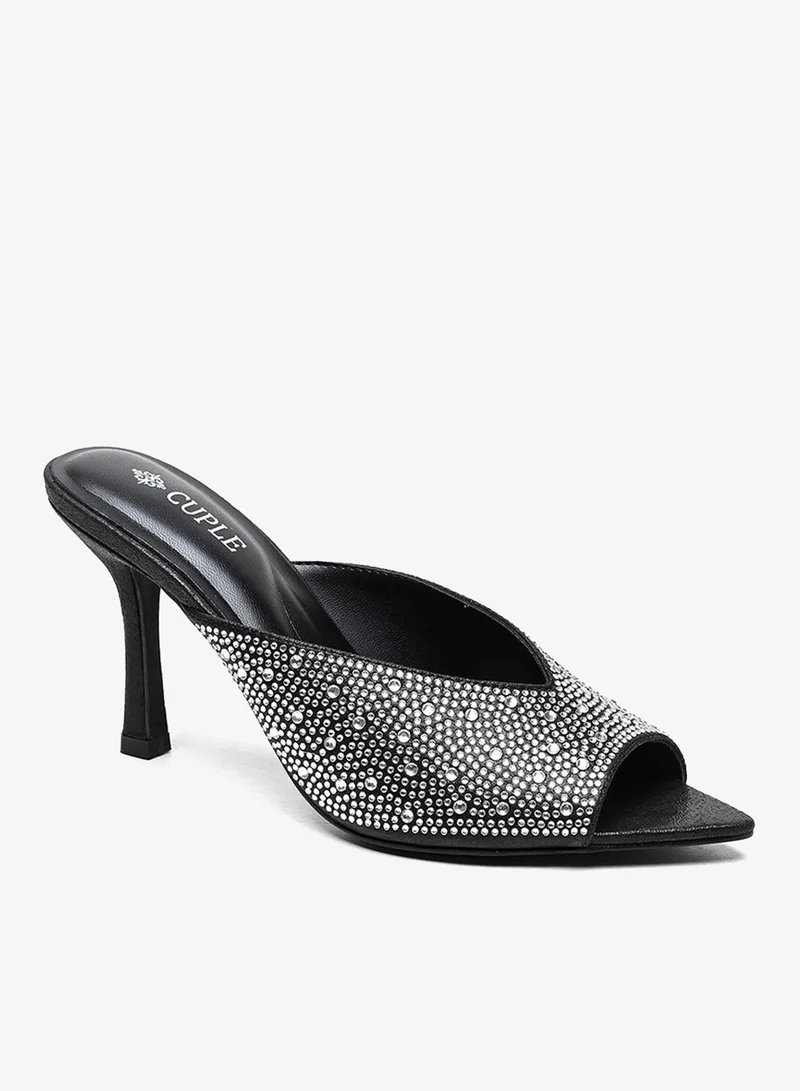Cuple Embellished open toe high-heeled mule