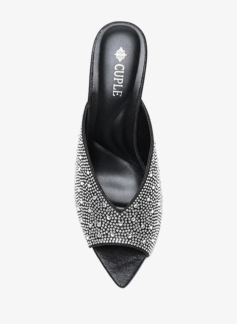 Cuple  Embellished open toe high-heeled mule for Women | Best Price UAE