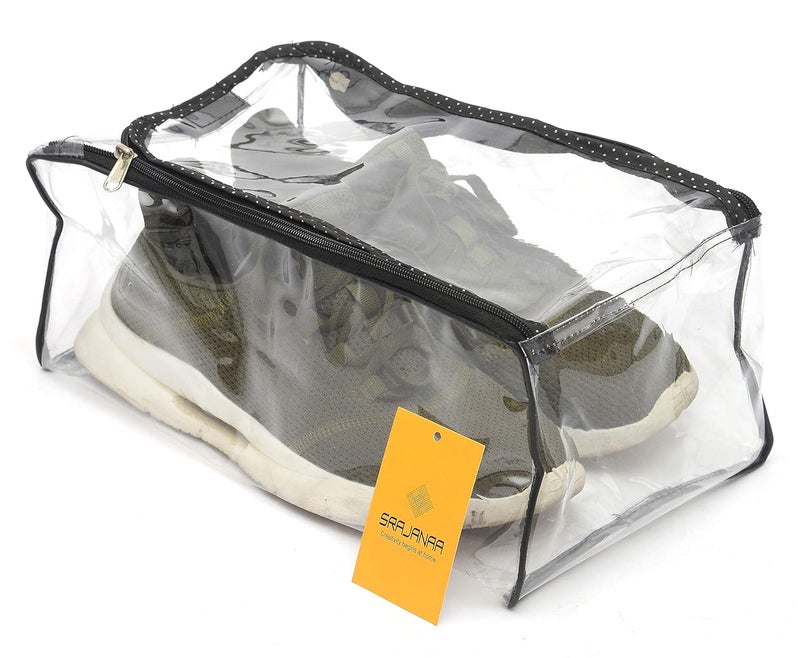 SRAJANAA Srajanaa Transparent Waterproof Multiutility Portable Dustproof Shoe Storage Box, Pouch Bag & Shoe Cover | Durable Shoe Protector, Travel Storage Organizer for Shoes, Boots, High Heels | Set of 2  - Image 4
