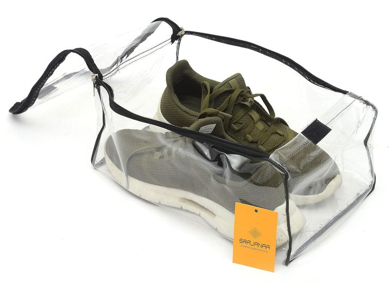 SRAJANAA Srajanaa Transparent Waterproof Multiutility Portable Dustproof Shoe Storage Box, Pouch Bag & Shoe Cover | Durable Shoe Protector, Travel Storage Organizer for Shoes, Boots, High Heels | Set of 2  - Image 3