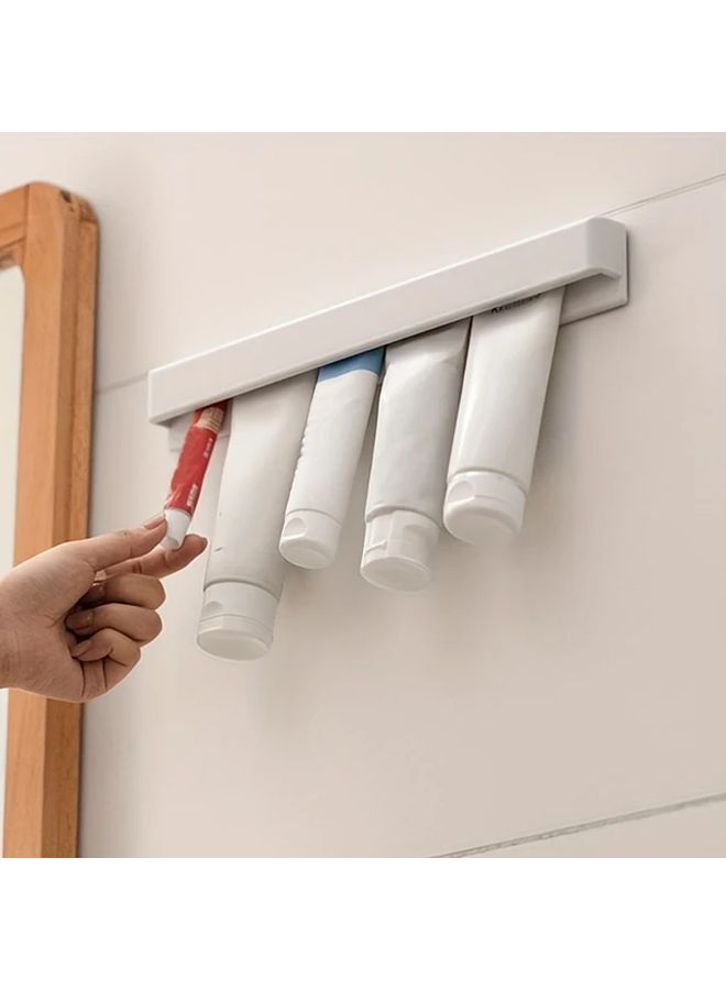 Adhesive Wall Mounted Toothbrush Holder With Toothpaste Storage Sleek White Design - Image 1