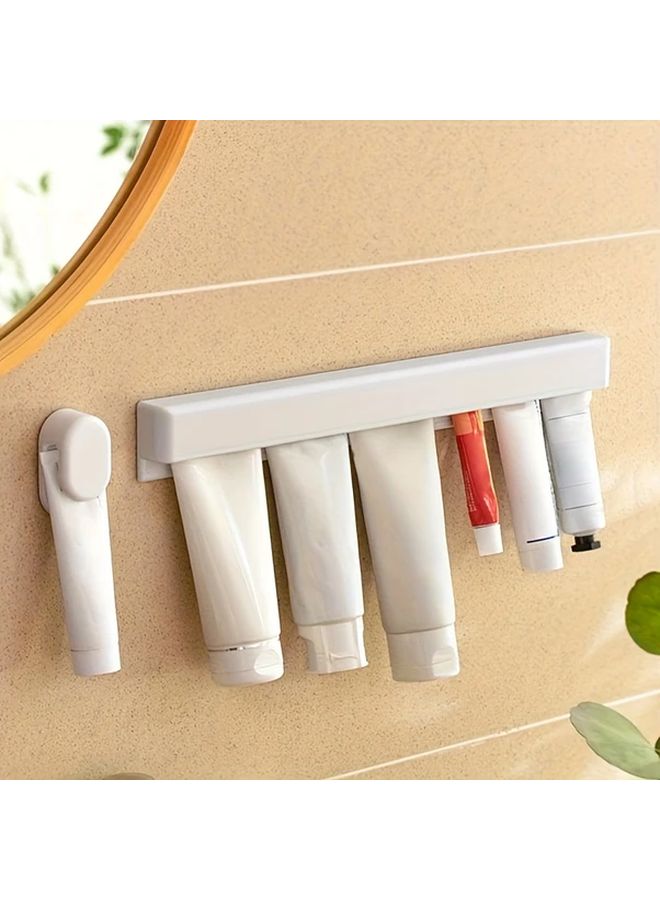 Adhesive Wall Mounted Toothbrush Holder With Toothpaste Storage Sleek White Design - Image 5