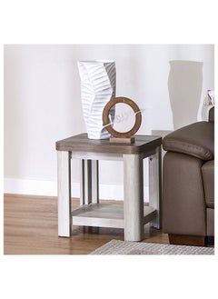 DANUBE HOME Olivos End Table With Shelf Multi Functional Living Room Table Space Saving Side Table Furniture For Home Bedroom L 50 x W 50 x H 55 cm Grey Oak  - Image 1
