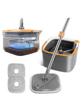Rotary Squeeze Mop and Bucket Microfiber Mop Pads Hand Free Wringing Floor Clean Mop with 2 Pads - pzsku/Z8DDA27DBEA34D439845BZ/45/_/1698878820/66e2eb9a-f67f-4e83-8279-e6c1353c1ab4