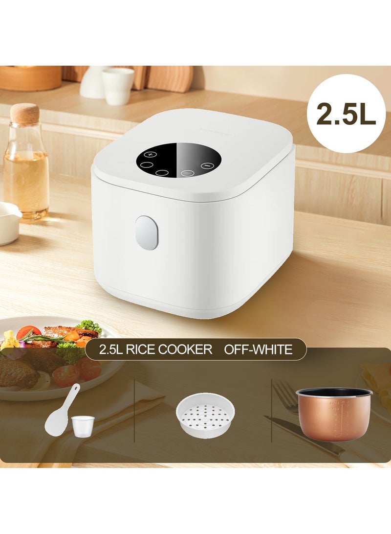 Electric Rice Cooker 2.5L, Digital Multi-Cooker with Steamer, 4-Cup Capacity, Stainless Steel Inner Pot, Smart Rice and Soup Cooker with Egg Steamer, 1-Year Warranty, Beige - Image 4