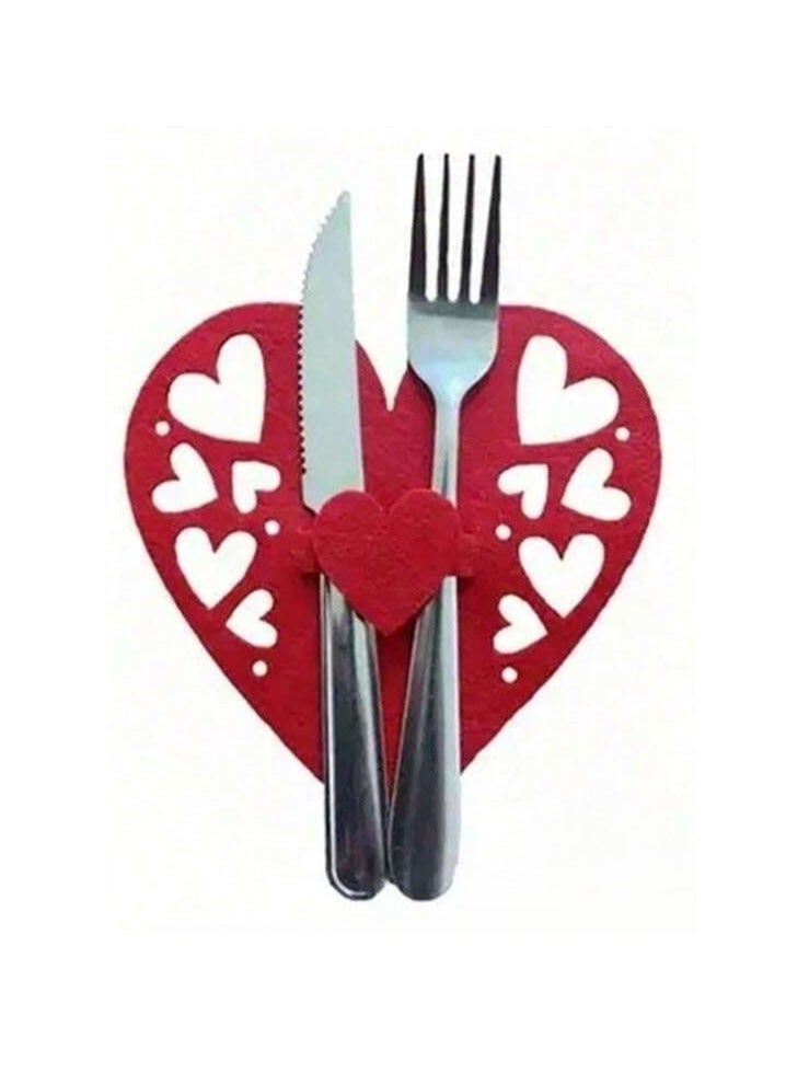 Cutlery holder set with a hollow heart design - ideal for decorating your party on wedding day, Valentine's Day, romantic and family special occasions, two pieces for you and your loved one - Image 1