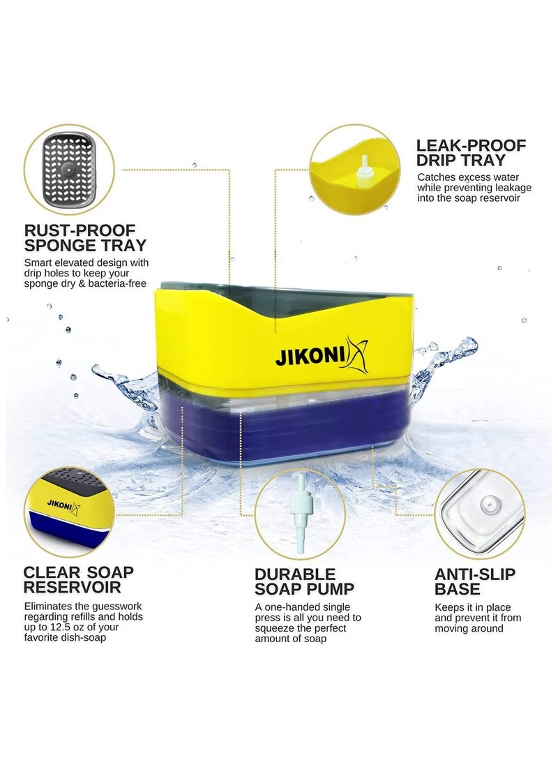 JIKONI - Probus 2 In 1 Soap Dispenser Sponge Holder For Dishwasher Liquid Dispenser Through Pump Plastic - Image 1
