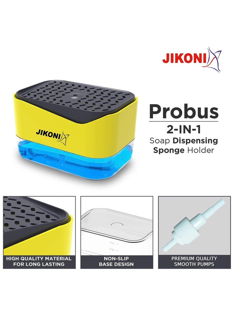 JIKONI - Probus 2 In 1 Soap Dispenser Sponge Holder For Dishwasher Liquid Dispenser Through Pump Plastic - Image 1