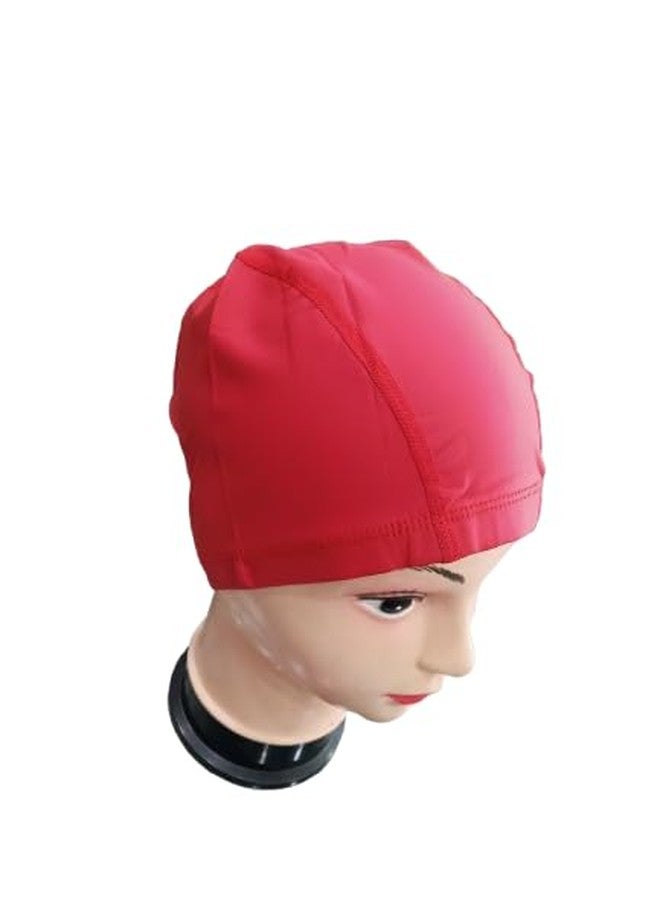 HYORTS® Swimming Cap Pu Waterproof Skin Friendly Fabric for Women Girls Men Boys Swim Cap for Long Hair | Anti Slip Silicone Swiming Cap Ideal for Everyday Use (Red) - Image 3
