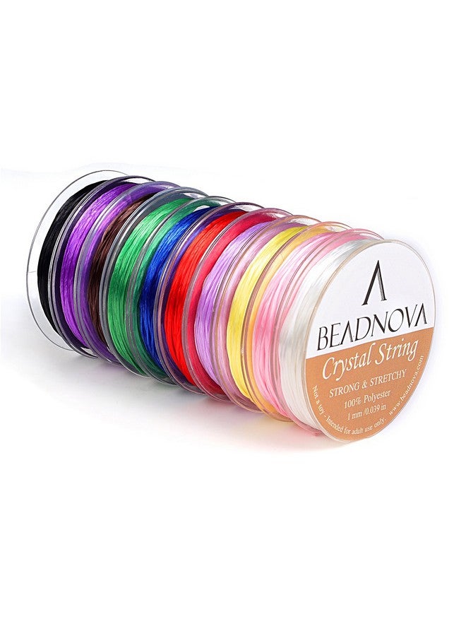 BEADNOVA 1Mm Elastic Stretch Crystal String Cord For Jewelry Making Bracelet Beading Thread (12M/ Roll Total 10 Rolls Mixed Color) - Image 1