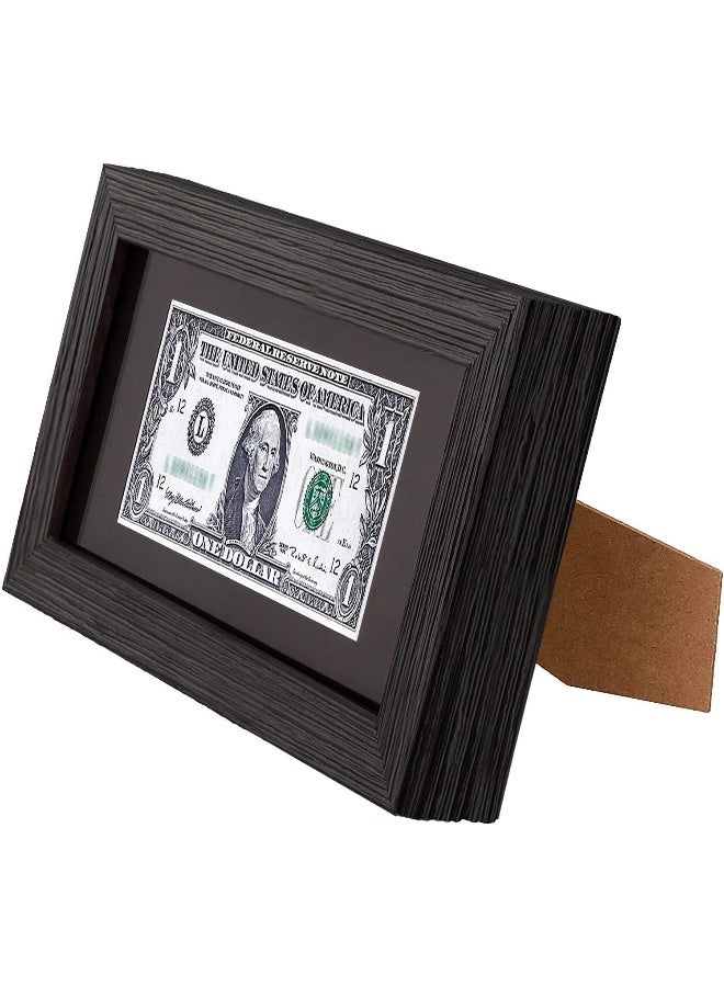 Space Art Deco, Dark Brown Textured Dollar Bill/License Holder Frame in Black Mat, Money/Check Holder, Tempered Glass, Easel Stand for Desk or D-Ring Hangers Wall Mounting Display (Set of 1) - Image 2