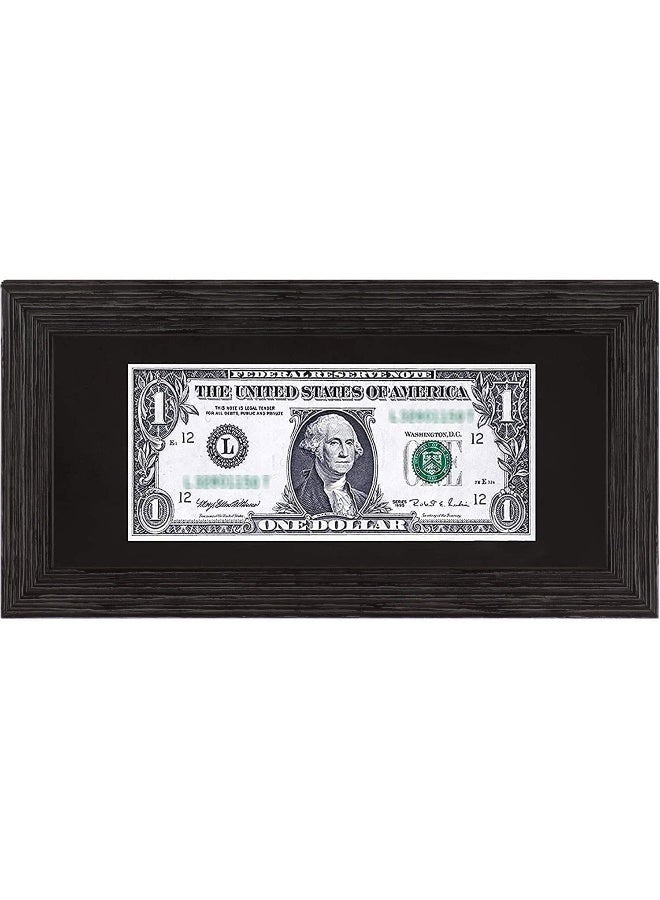 Space Art Deco, Dark Brown Textured Dollar Bill/License Holder Frame in Black Mat, Money/Check Holder, Tempered Glass, Easel Stand for Desk or D-Ring Hangers Wall Mounting Display (Set of 1) - Image 1