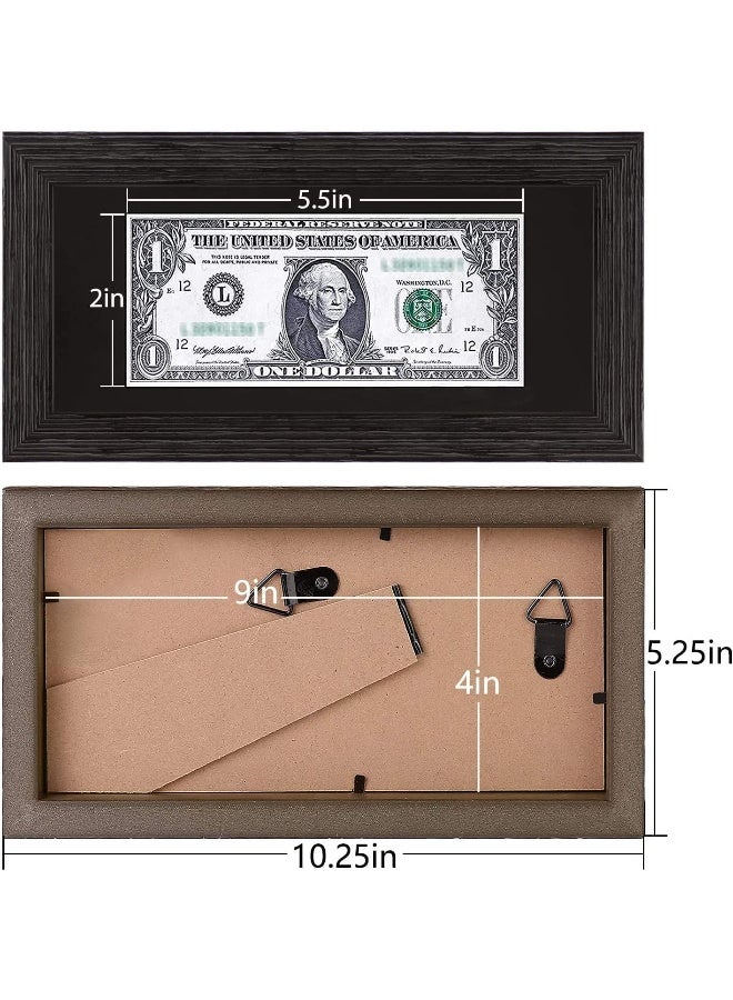 Space Art Deco, Dark Brown Textured Dollar Bill/License Holder Frame in Black Mat, Money/Check Holder, Tempered Glass, Easel Stand for Desk or D-Ring Hangers Wall Mounting Display (Set of 1) - Image 3