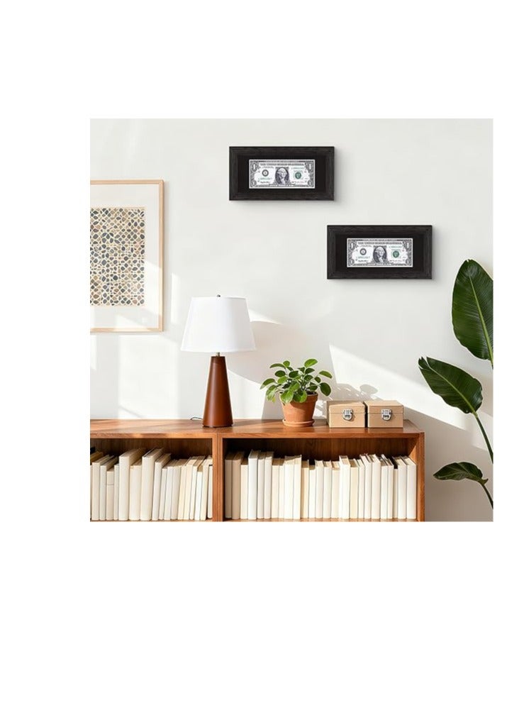 Space Art Deco, Dark Brown Textured Dollar Bill/License Holder Frame in Black Mat, Money/Check Holder, Tempered Glass, Easel Stand for Desk or D-Ring Hangers Wall Mounting Display (Set of 1) - Image 4