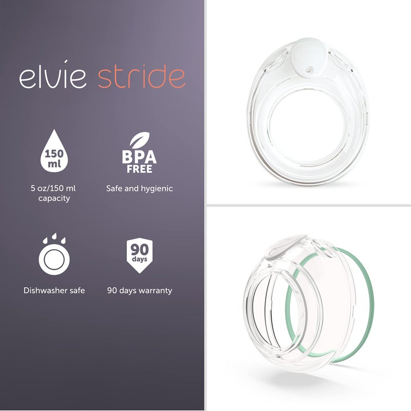 Elvie Stride 5 oz Breast Pump Cups - Dishwasher Safe, Food Grade Silicone, BPA Free - Accessories for Breastmilk Storage & Pumps - 2 Pack - Image 2