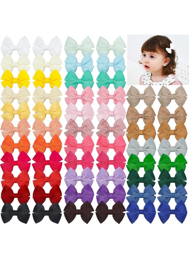 CellElection 60Pcs Hair bow Clips 2Inch Mini Hair Clips for Baby Fine Hair Grosgrain Ribbon Bows 30 Colors in Pairs - Image 1