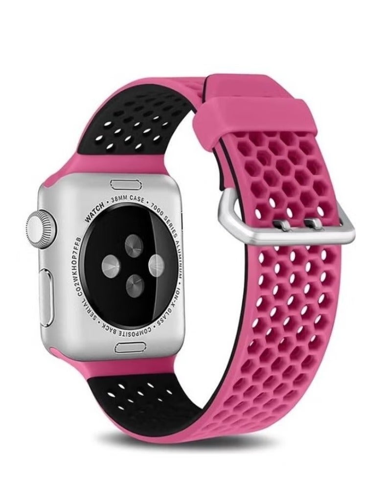 vesus Replacement Watchband for Apple Watch Series 7/6/5/4/3/2/1/SE 38/40/41mm Pink/Black