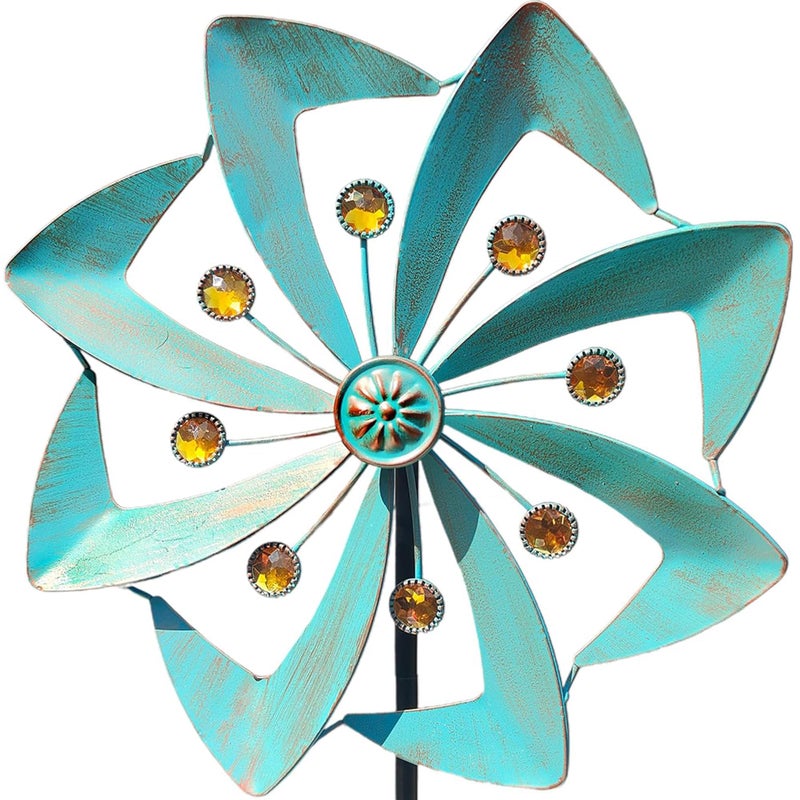 Senflame Wind Spinners Outdoor 10 inch Wind Sculptures Spinners Metal Kinetic Wind Spinner Decorative Pinwheels Large Wind Spinners for Yard and Garden DecorGreen - Image 2