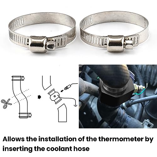 zipelo Water Temp Joint Pipe, Car Aluminum Alloy Water Temperature Sensor Adapter, 28-40 mm Universal Sensor Gauge Radiator Hose Adapter Clamps, Automotive Engine Radiator (38mm/Black) - Image 3