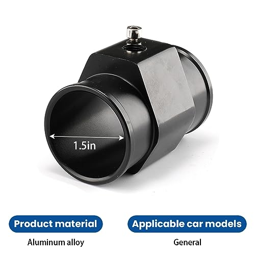 zipelo Water Temp Joint Pipe, Car Aluminum Alloy Water Temperature Sensor Adapter, 28-40 mm Universal Sensor Gauge Radiator Hose Adapter Clamps, Automotive Engine Radiator (38mm/Black) - Image 2