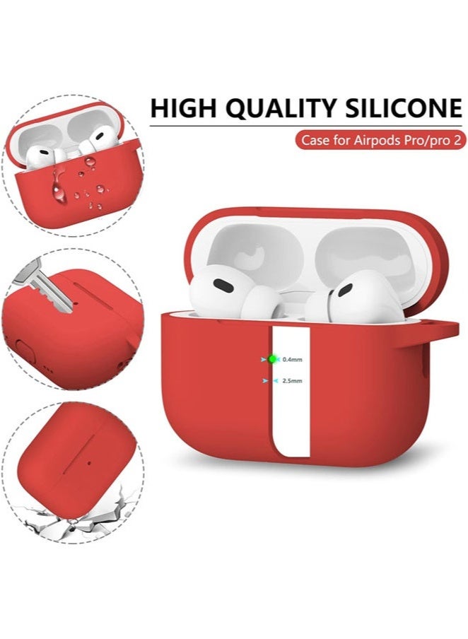 KENSUO Soft Silicone Protective Case Cover for AirPods Pro 2/Pro with Cleaner Kit and Keychain(Red)  - Image 4