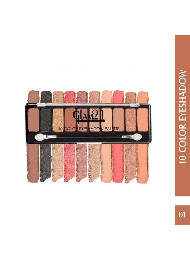 جلام 21 لوحة ظلال العيون Glam21 Shades of Trend | 10 ظلال عالية الصبغة | تدوم طويلاً | خالية من التلطخ | لوحة مكياج العيون طويلة الأمد وسهلة الدمج | 01 - احصلي على مظهر دخاني - Image 2