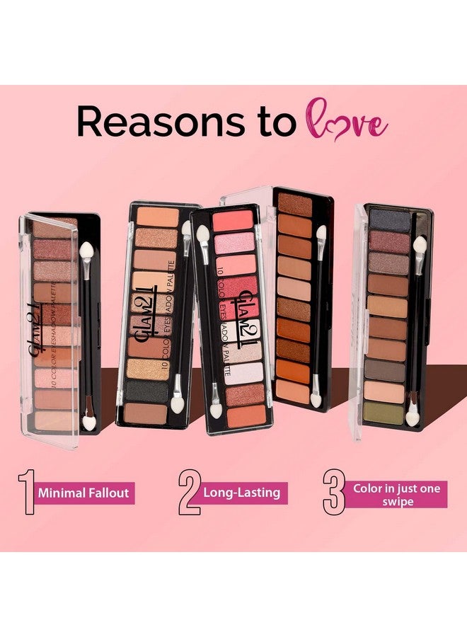 جلام 21 لوحة ظلال العيون Glam21 Shades of Trend | 10 ظلال عالية الصبغة | تدوم طويلاً | خالية من التلطخ | لوحة مكياج العيون طويلة الأمد وسهلة الدمج | 01 - احصلي على مظهر دخاني - Image 4