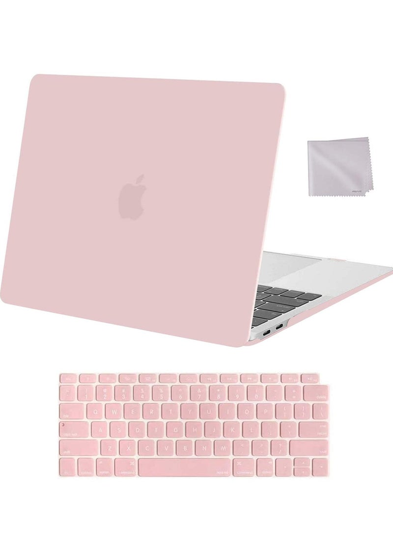 erorex Compatible with MacBook Air 13 inch Case 2022 2021 2020 2019 2018 Release A2337 M1 A2179 A1932 Retina Display with Touch ID, Plastic Hard Shell Case & Keyboard Cover & Wipe Cloth, Rose Quartz - Image 1