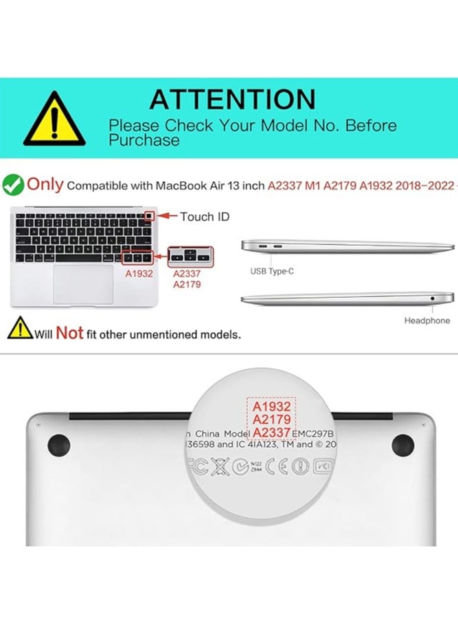 erorex Compatible with MacBook Air 13 inch Case 2022 2021 2020 2019 2018 Release A2337 M1 A2179 A1932 Retina Display with Touch ID, Plastic Hard Shell Case & Keyboard Cover & Wipe Cloth, Rose Quartz - Image 4
