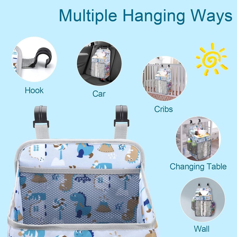 Accmor Hanging Baby Diaper Caddy Organizer Diaper Stacker Baby Crib Hanging Classified Storage Bag Organizer for Changing Table Crib Playard or Wall  Nursery Organization White - Image 5