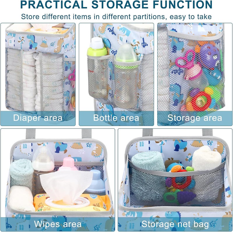 Accmor Hanging Baby Diaper Caddy Organizer Diaper Stacker Baby Crib Hanging Classified Storage Bag Organizer for Changing Table Crib Playard or Wall  Nursery Organization White - Image 4