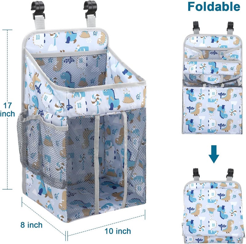 Accmor Hanging Baby Diaper Caddy Organizer Diaper Stacker Baby Crib Hanging Classified Storage Bag Organizer for Changing Table Crib Playard or Wall  Nursery Organization White - Image 3