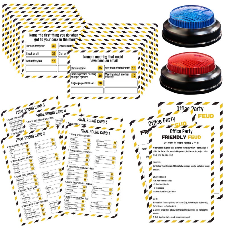 IIDEA Office Party Friendly Feud Game with 2 Answer Buzzers, Team Building Feud Cards for Family Game Night Fun Trivia Quiz for Work Staff Coworkers Company Groups Holiday Gathering - Image 1