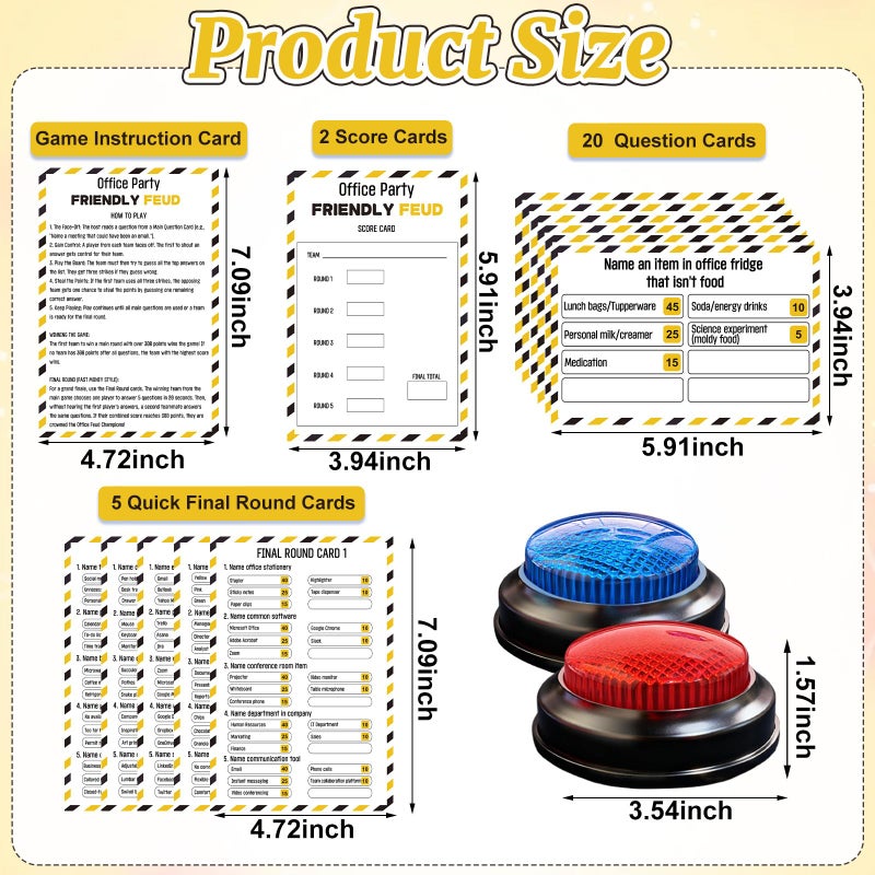 IIDEA Office Party Friendly Feud Game with 2 Answer Buzzers, Team Building Feud Cards for Family Game Night Fun Trivia Quiz for Work Staff Coworkers Company Groups Holiday Gathering - Image 2