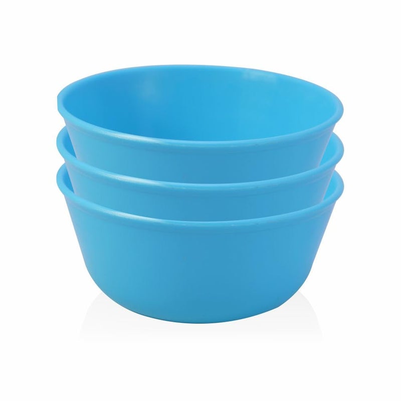 Wonder Plastic Sigma 500 Unbreakable BPA Free Plastic Bowl Set for Cereal, Salad, Rice, Soup, Pasta, Snack Bowl, Microwave Safe, Dishwasher Safe, 3 Pcs, 450 ml, Cyan Color - Image 1