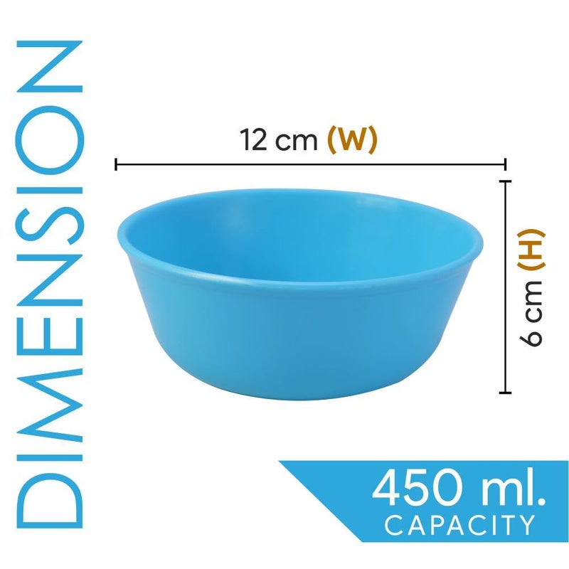 Wonder Plastic Sigma 500 Unbreakable BPA Free Plastic Bowl Set for Cereal, Salad, Rice, Soup, Pasta, Snack Bowl, Microwave Safe, Dishwasher Safe, 3 Pcs, 450 ml, Cyan Color - Image 2