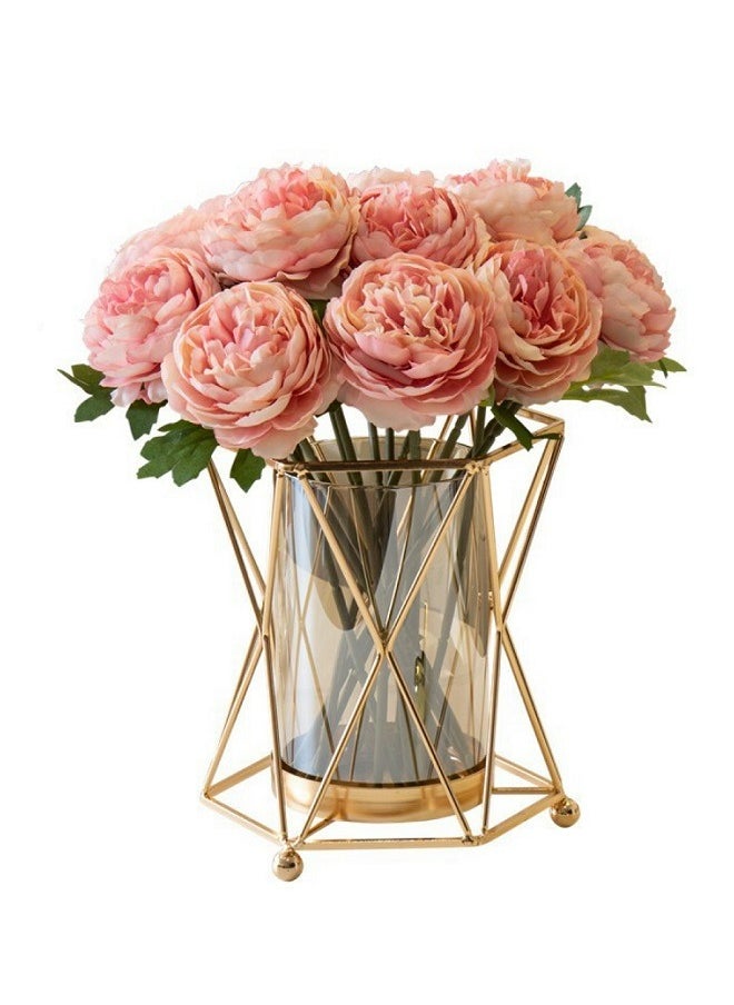Metallic Flowers Bottle Vase Golden 14.5x15.5 Cm