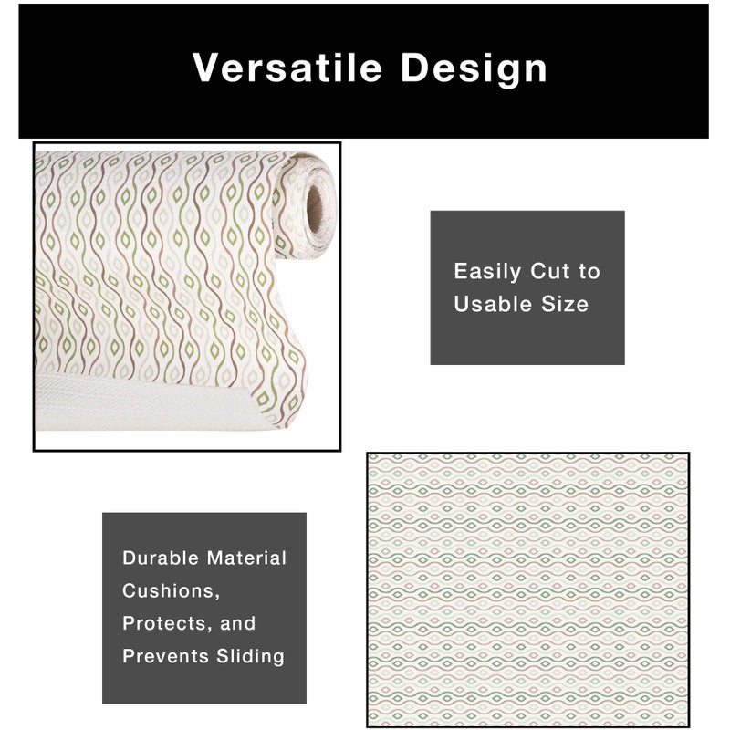 Smart Design Bonded Grip Shelf Liner - 12 Inch x 10 Feet - Non Adhesive, Strong Grip Bottom, Easy Clean Kitchen Drawer, Cabinet, Cupboard Dresser Protector Cover, Non Slip Rubber Mat - Olive Deco - Image 4