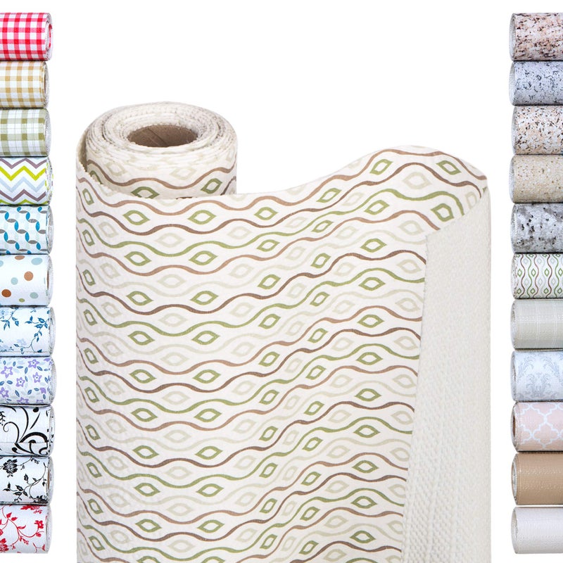 Smart Design Bonded Grip Shelf Liner - 12 Inch x 10 Feet - Non Adhesive, Strong Grip Bottom, Easy Clean Kitchen Drawer, Cabinet, Cupboard Dresser Protector Cover, Non Slip Rubber Mat - Olive Deco - Image 1