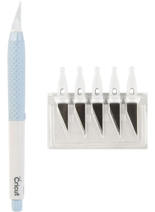 Cricut Truecontrol Knife Kit - For Use As A Precision Knife Craft Knife Carving Knife And Hobby Knife - For Art Scrapbooking Stencils And Diy Projects - Comes With 5 Spare Blades - [Blue] - Image 2