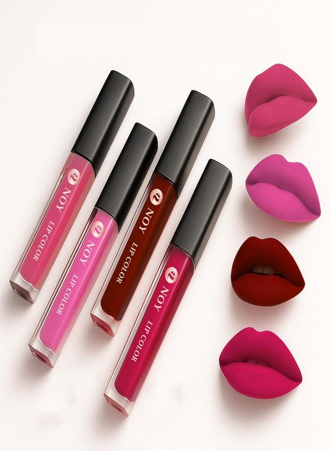 NOY Liquid Lipstick Set True Matte Lightweight High Pigment Wear Matte Lipstick Pack of 4 - Image 2