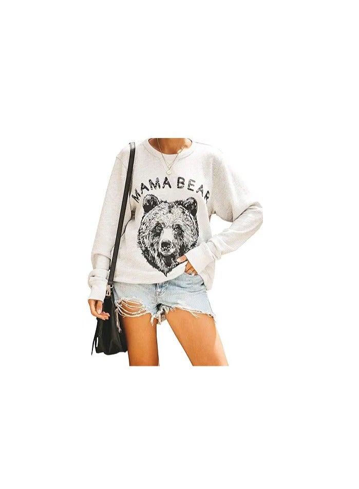 Womens Mama Bear Sweatshirt Crewneck Loose Fit Cute Long Sleeve Tops Graphic Fall Outfits Winter Clothes  - Image 1
