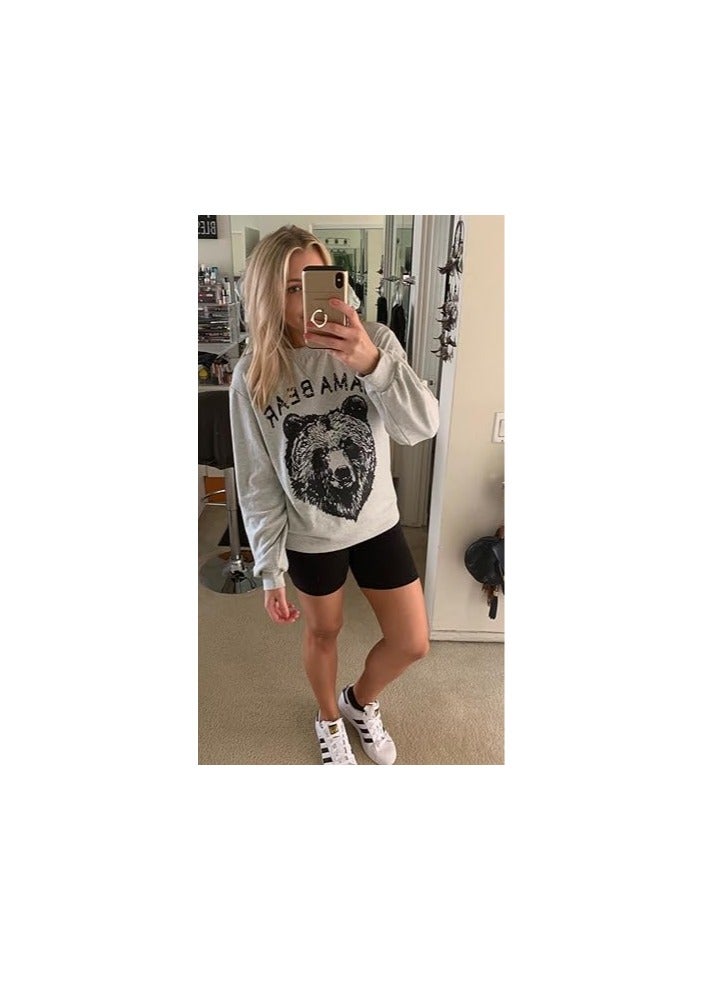 Womens Mama Bear Sweatshirt Crewneck Loose Fit Cute Long Sleeve Tops Graphic Fall Outfits Winter Clothes  - Image 2