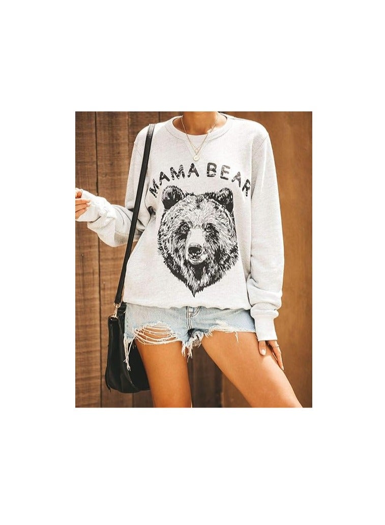 Womens Mama Bear Sweatshirt Crewneck Loose Fit Cute Long Sleeve Tops Graphic Fall Outfits Winter Clothes  - Image 5