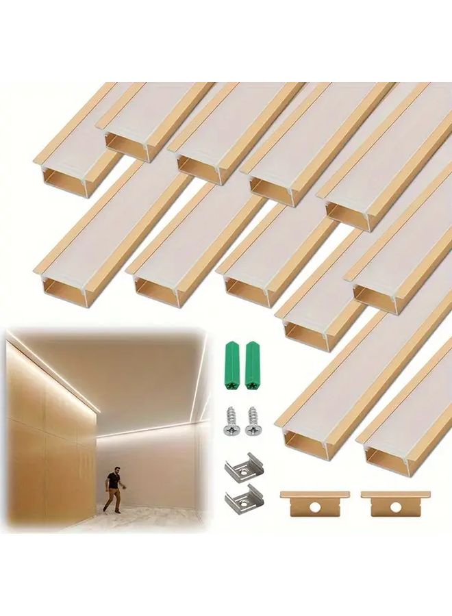 12 Pack 3 3ft Linear LED Strip Light Channel Aluminum Profile With Frosted Cover Golden - Image 1