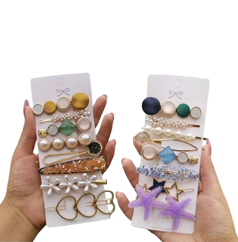 Tresneria® Korean Fashion Hair Clips Set in Trendy Styles and Designs for Women and Girls (BlueHeart) - Image 1