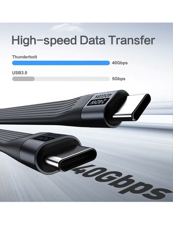 X-level Keychain USB C Cable 4.0, Short 240W PD Fast Charging Cord, 40Gbps Data Transfer, 8K 60Hz Video Display, Thunderbolt 4 for MacBook Android Auto External SSD Type C Devices (Black 1 Pack） - Image 4