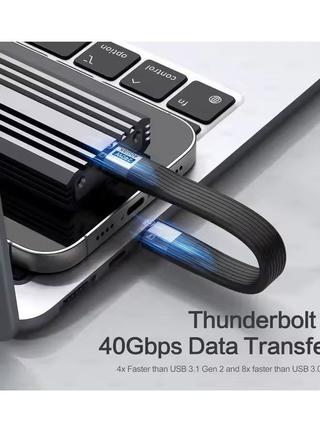 X-level Keychain USB C Cable 4.0, Short 240W PD Fast Charging Cord, 40Gbps Data Transfer, 8K 60Hz Video Display, Thunderbolt 4 for MacBook Android Auto External SSD Type C Devices (Black 1 Pack） - Image 5